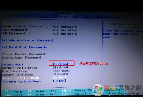Secure Boot回車設(shè)置成Disabled Secure Boot回車設(shè)置成Disabled
