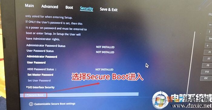 選擇secure Boot回車進(jìn)入 選擇secure Boot回車進(jìn)入