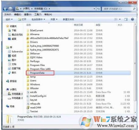 Win7系統(tǒng)C盤(pán)找不到programdata文件夾解決方法