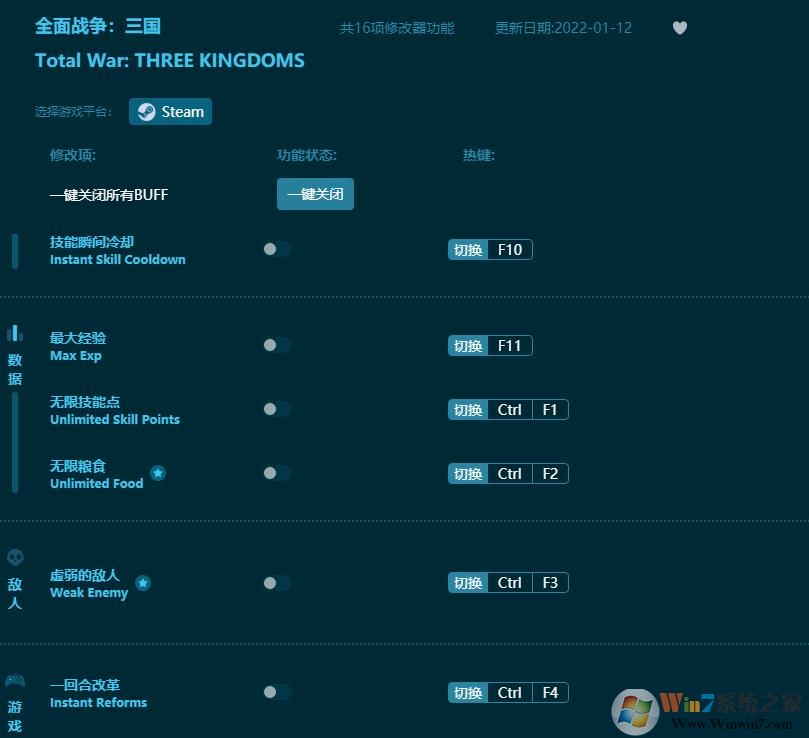 全面戰(zhàn)爭(zhēng)三國(guó)線上修改器(16項(xiàng)全功能)