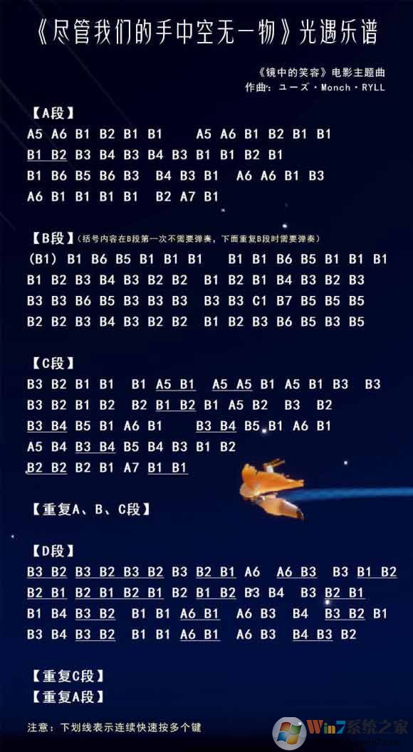 光遇簡譜《盡管我們手中空無一物》怎么彈？光遇簡譜大全